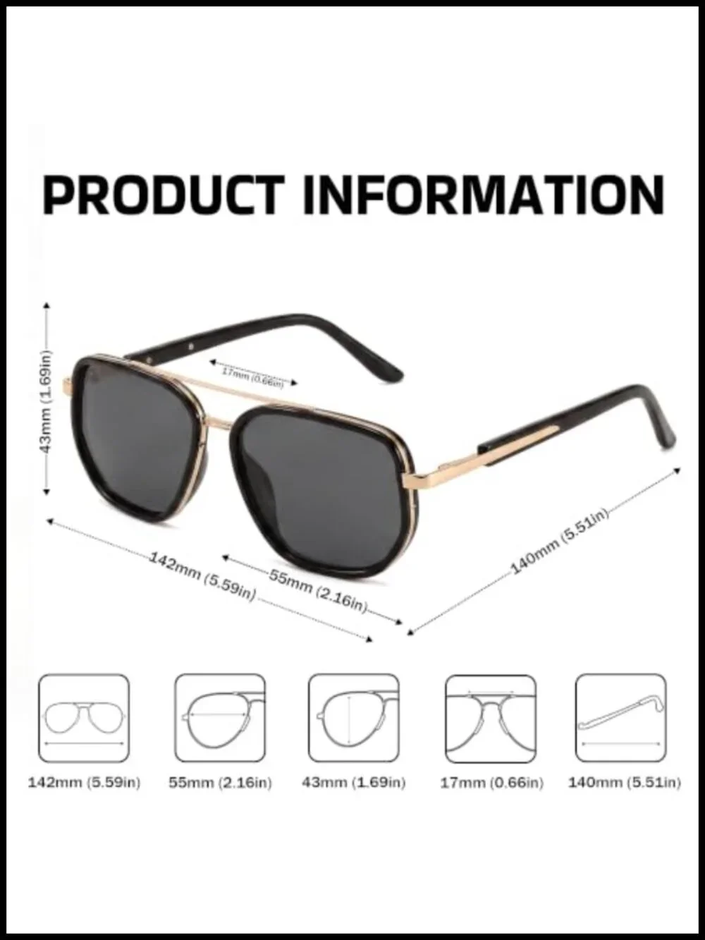 Polarized Aviator Sunglasses TR90 Frame Double Bridge Pilot UV400